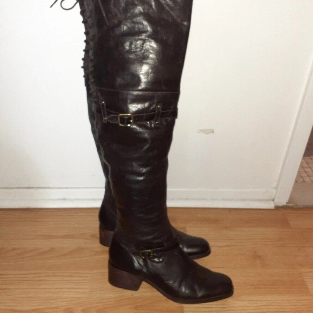 POUR LA VICTOIRE-Victorella-Over Knee Boots-Dk Brown Leather-Sz 7.5-Excellent - Picture 5 of 7